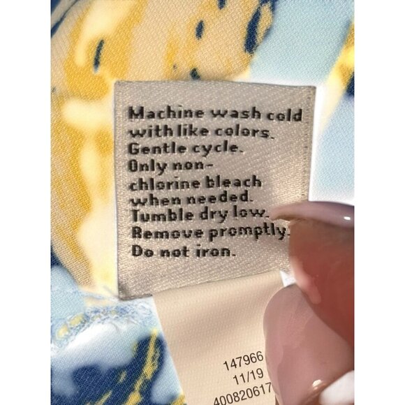 Nine West Womens Size S Blue & Yellow Abstract Print Midi Skirt - Picture 6 of 9